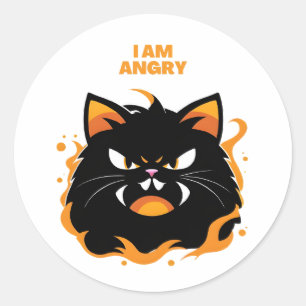 Sticker Rond Je suis en colère ! CHAT.