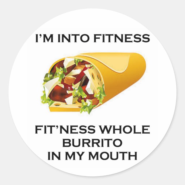 Sticker Rond Je suis en forme Burrito (Devant)