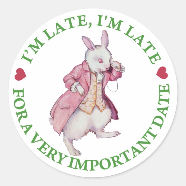 Sticker Rond Je suis en retard, je suis en retard, pour une dat (Devant)