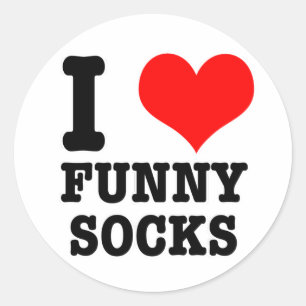 STICKER ROND JE SUIS FAN (J'AIME) DE CHAUSSETTES DRÔLES