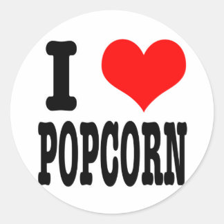 STICKER ROND JE SUIS FAN (J'AIME) DE POPCORN