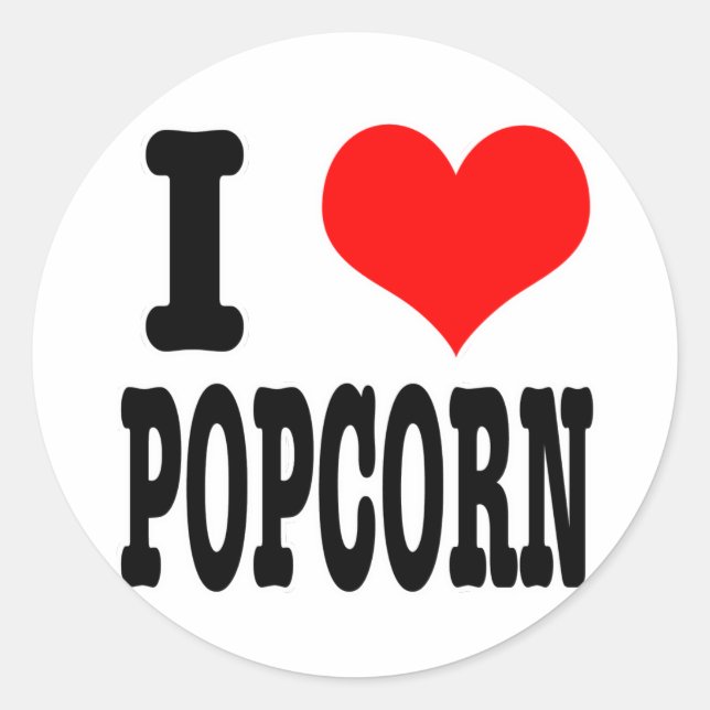 STICKER ROND JE SUIS FAN (J'AIME) DE POPCORN (Devant)