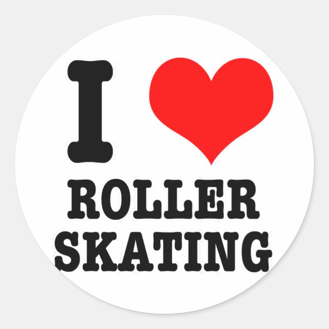 STICKER ROND JE SUIS FAN (J'AIME) DU ROLLER SKATING (Devant)