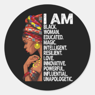 Sticker Rond Je Suis Femme Noire Éduquée Mois De L'histoire Des