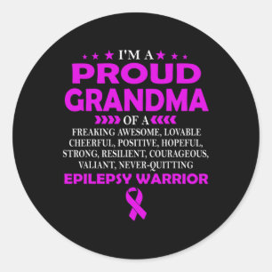 Sticker Rond Je suis fière grand-mère de l'épilepsie guerrière