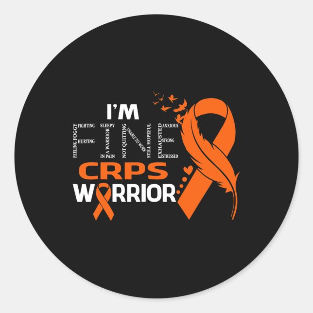 Sticker Rond Je suis Fine Crps Warrior Awareness Feather (Devant)