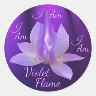 Sticker Rond Je Suis Flamme Violette Sacrée Avec Lotus 
