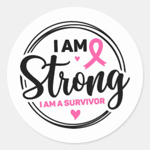 Sticker Rond Je Suis Forte Sensibilisation au Cancer du Sein