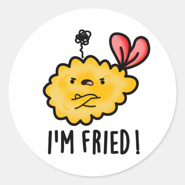 Sticker Rond Je suis Fried Funny Tempura Sushi Pun (Devant)