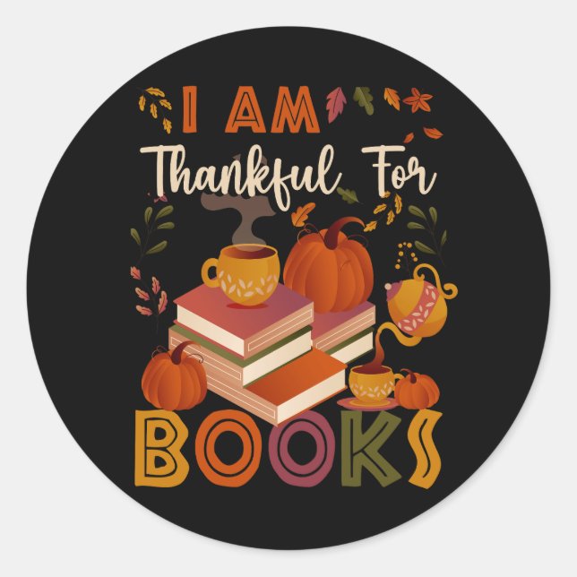 Sticker Rond Je Suis Heureux Pour Les Livres Automne Bibliothéc (Devant)