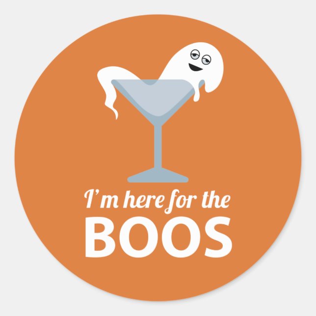 Sticker Rond Je suis ici pour le Boos mignon Halloween (Devant)