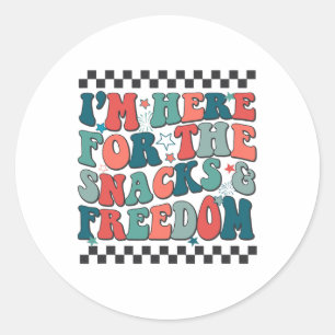 Sticker Rond Je suis ici pour les snacks et la liberté 4 juille