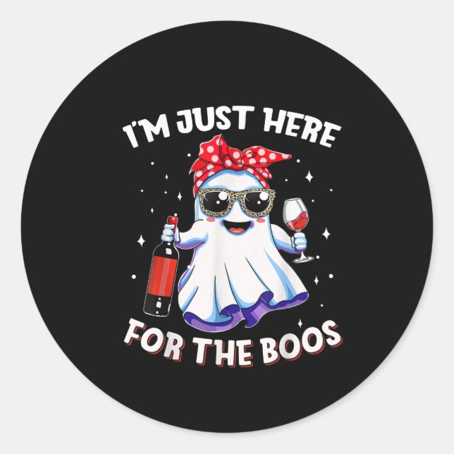 Sticker Rond Je Suis Juste Ici Boos Halloween Drôle Fantôme De  (Devant)