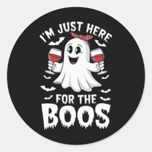 Sticker Rond Je suis juste ici pour le Boos Halloween Women Gho