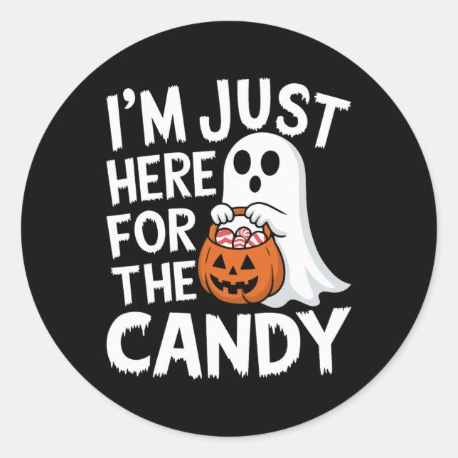 Sticker Rond Je suis juste ici pour le Candy Halloween Pun Loll (Devant)