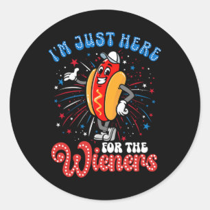 Sticker Rond Je suis juste ici pour le feu d'artifice hot dog d