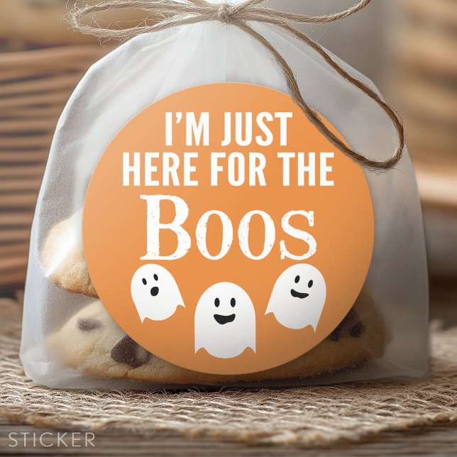 Sticker Rond Je suis juste ici pour les Boos - Funny Halloween  (Custom Sticker)