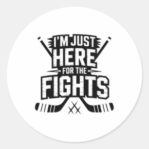 Sticker Rond Je suis juste ici pour les combats Funny Hockey _4