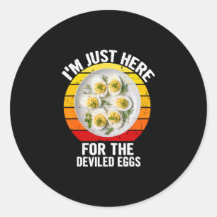 Sticker Rond Je suis juste ici pour les œufs farcis drôle vinta