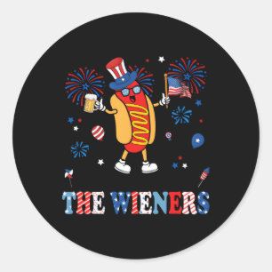 Sticker Rond Je Suis Juste Ici Pour Les Wieners 4 juillet Usa