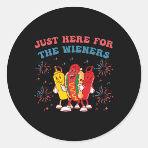 Sticker Rond Je suis juste ici pour les Wieners Funny 4 juillet