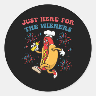 Sticker Rond Je suis juste ici pour les Wieners Funny 4 juillet