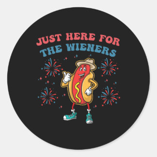 Sticker Rond Je suis juste ici pour les Wieners Funny 4 juillet