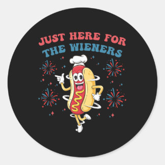 Sticker Rond Je suis juste ici pour les Wieners Funny 4 juillet