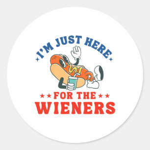 Sticker Rond Je suis juste ici pour les Wieners Hot Dog Patriot