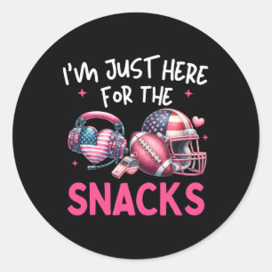 Sticker Rond Je suis juste là pour le snack Football Drapeau Am