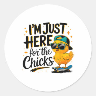 Sticker Rond Je suis juste là pour les filles, creusez-moi Pâqu