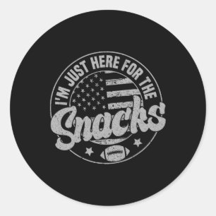 Sticker Rond Je suis juste là pour les snacks de football améri