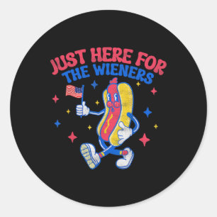 Sticker Rond Je suis juste là pour les Wieners 4 juillet Hot Do