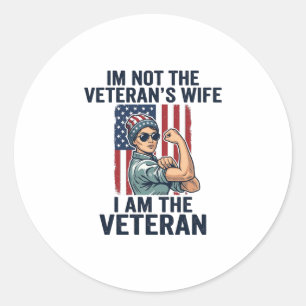 Sticker Rond Je suis la conception de femme patriotique vétéran