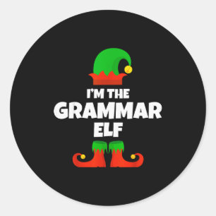 Sticker Rond Je suis la famille de l'elfe de grammaire Pajama N