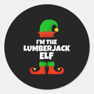 Sticker Rond Je suis la famille de lutin bûcheron Pyjama Noël A