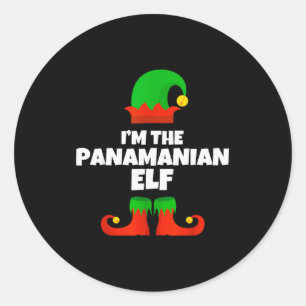 Sticker Rond Je suis la famille de lutins panaméens Pajama Noël
