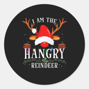 Sticker Rond Je Suis La Famille De Noël Du Renne Affamé
