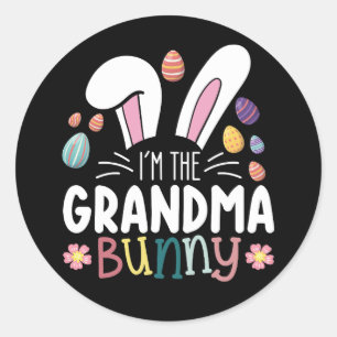 Sticker Rond Je suis La Famille de Pâques Bunny Bunny de grand-