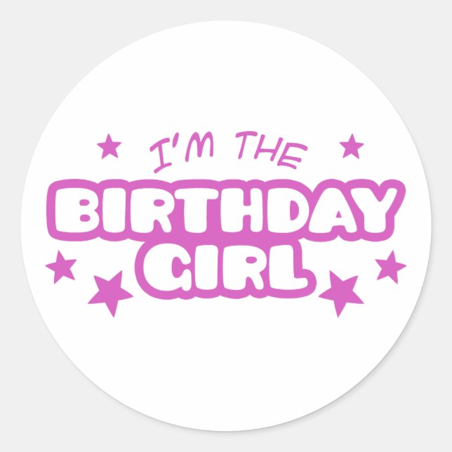 Sticker Rond Je suis la fille d'anniversaire (Devant)