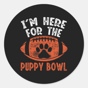 Sticker Rond Je suis là pour le Puppy Bowl - Drôles de chiens U