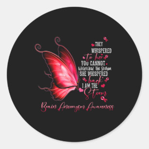 Sticker Rond Je suis la tempête Anévrisme cérébral Papillon de 