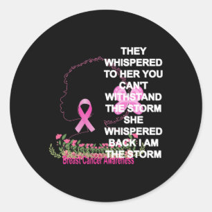 Sticker Rond Je suis la tempête Black Femmes Cancer du sein Sur