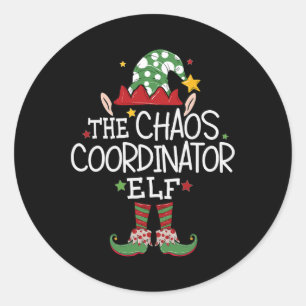 Sticker Rond Je suis le coordinateur du Chaos Elf Fun Christmas