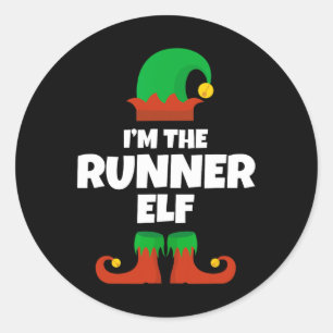 Sticker Rond Je suis le coureur Elf famille Pyjama Noël Funny R