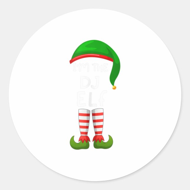 Sticker Rond Je suis le DJ Elf Funny Elf Family Match (Devant)