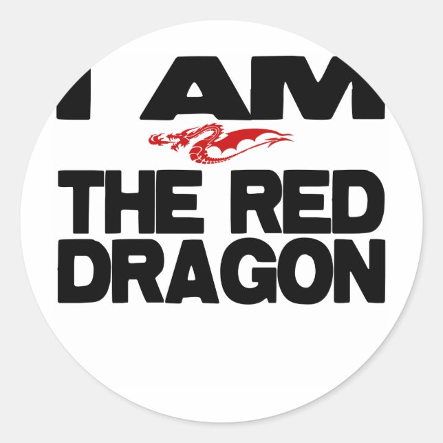 Sticker Rond Je suis le Dragon Rouge (Devant)