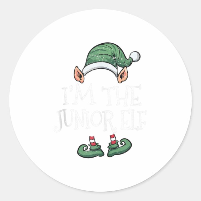 Sticker Rond Je suis le Junior Elf Matching Family Group (Devant)