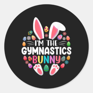 Sticker Rond Je suis le lapin de gymnastique de Pâques jour de 