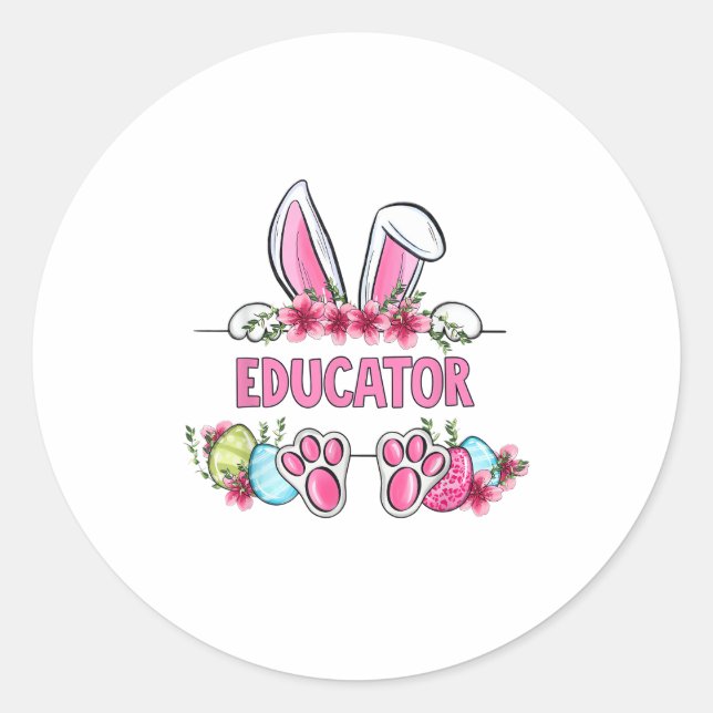 Sticker Rond Je suis le lapin éducateur de la fête de Pâques (Devant)